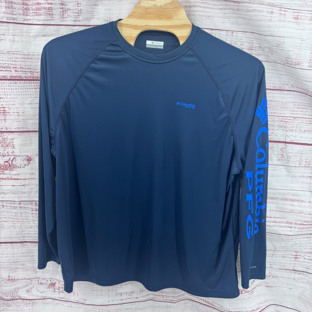 Columbia PFG Shirt Mens 2XL Long Sleeve American Flag Omni Shade Performance - Picture 2 of 11